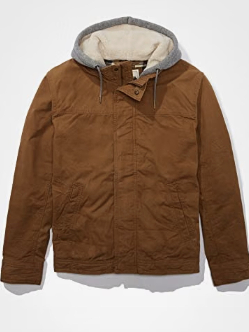 American Eagle Outfitters Brown Jacket with Gray Hood Like New XL